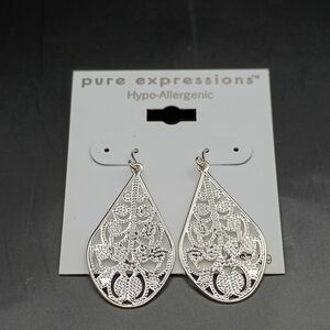 Pure Expressions Silver Filigree Dangle Earrings